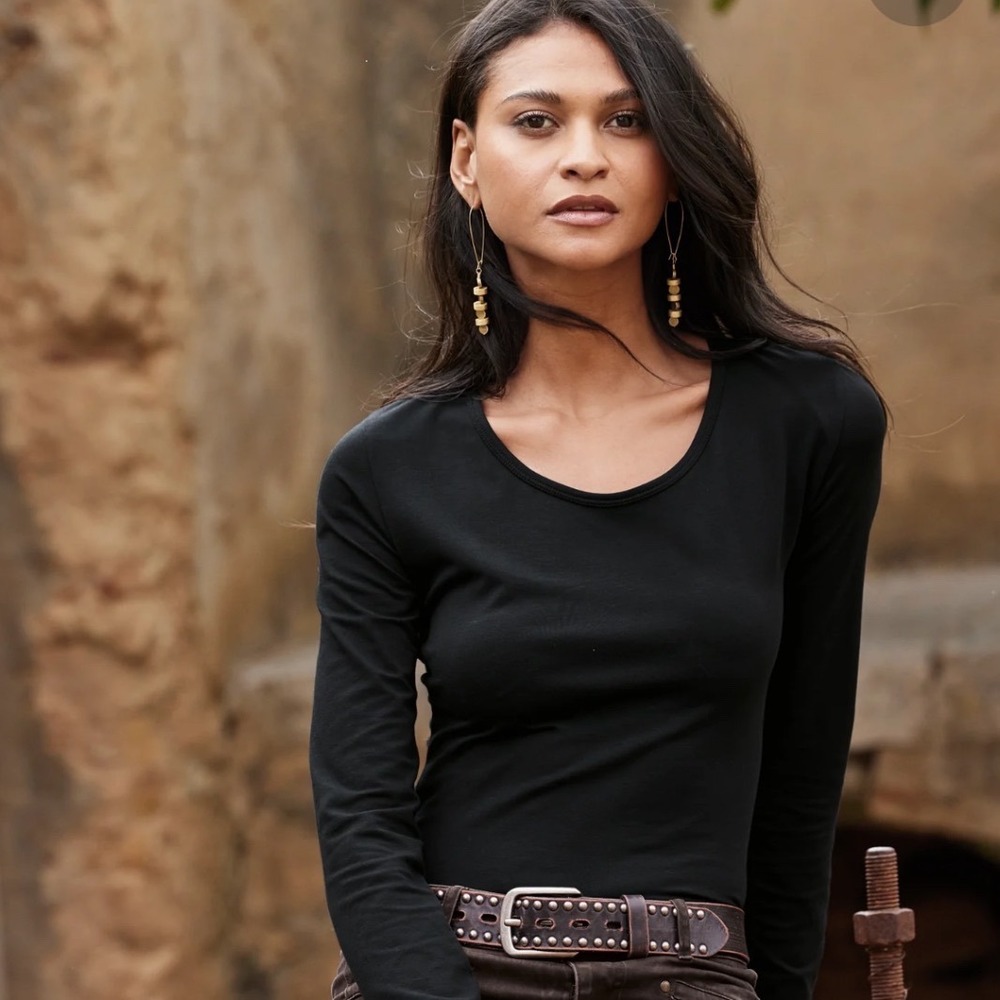 Peruvian Connection Pima Cotton Scoop Neck Long Sleeve Top Large